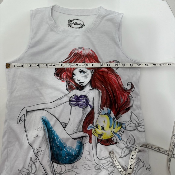 Disney The Little Mermaid White Ariel Sketch Drawn Artsy Tank Top Size Small - Picture 11 of 12